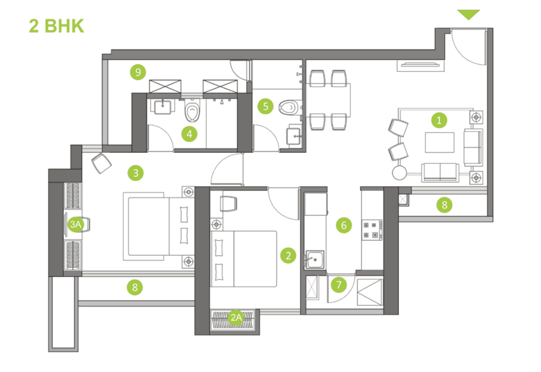 Shapoorji Pallonji Northern Lights 2BHK Plan